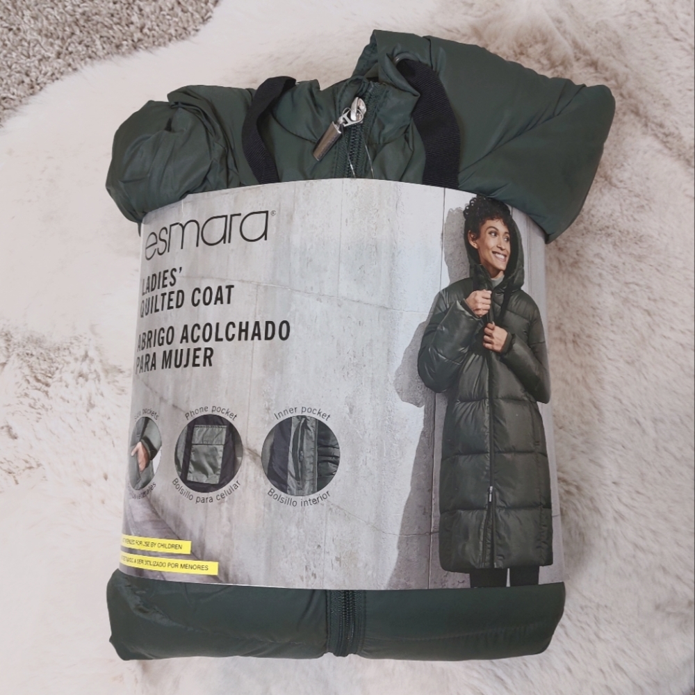 NWT esmara army green puffer coat, size L (12-14)